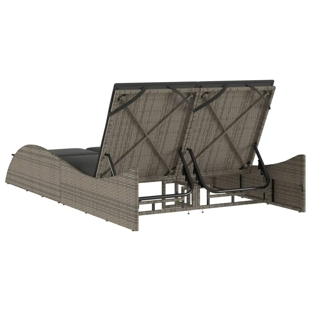 Sun Lounger with Cushions Grey Adjustable Backrest