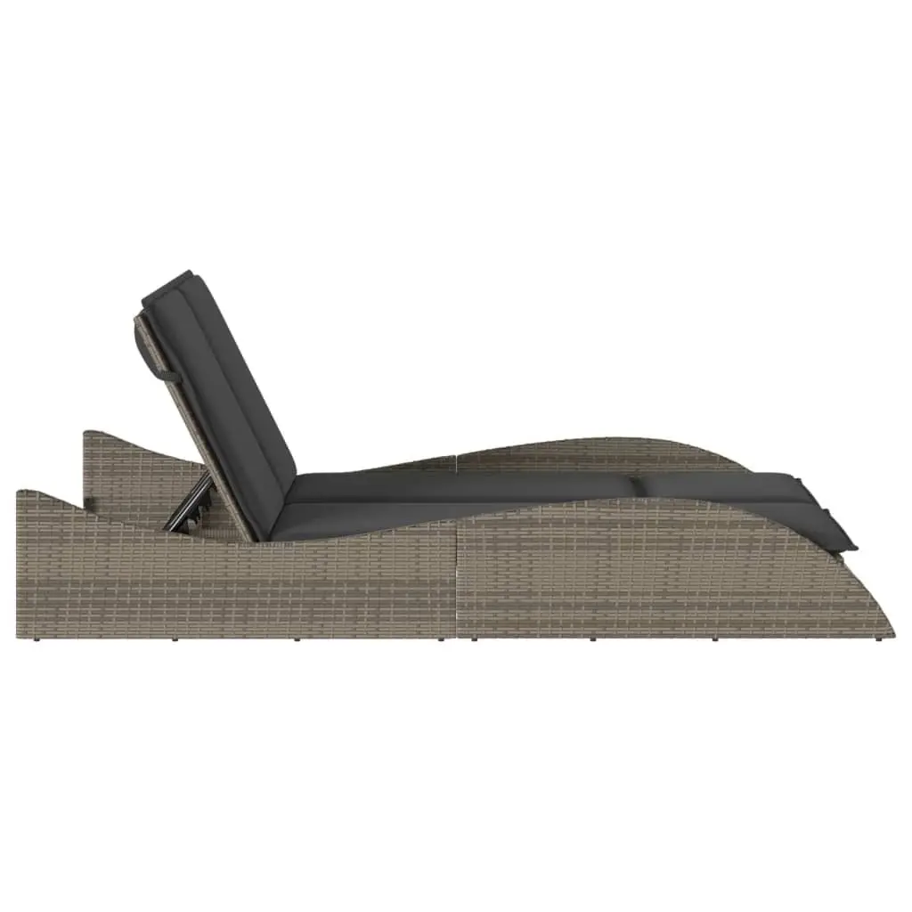 Sun Lounger with Cushions Grey Adjustable Backrest