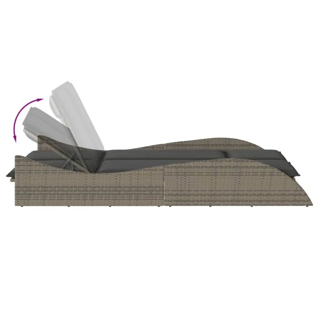 Sun Lounger with Cushions Grey Adjustable Backrest