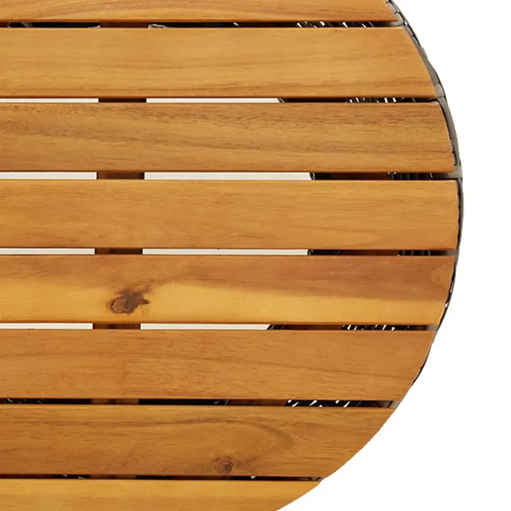 Drum-Shaped Grey Garden Side Table with Wood Top