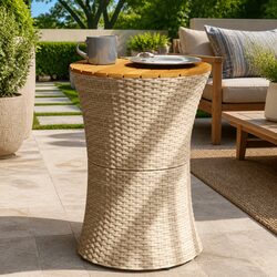 Outdoor Drum-Shaped Garden Side Table in Beige