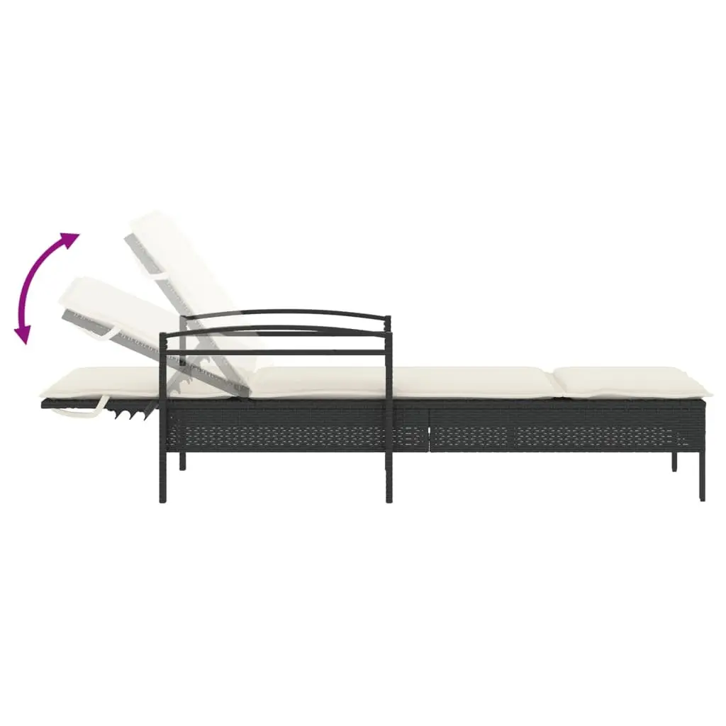 Sun Lounger PE Rattan Powder-coated Steel 63 x 200 x 81 cm Black