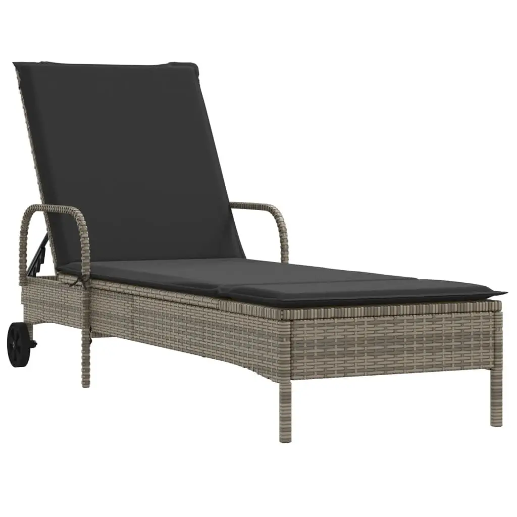 Sun Lounger with Wheels and Adjustable Backrest