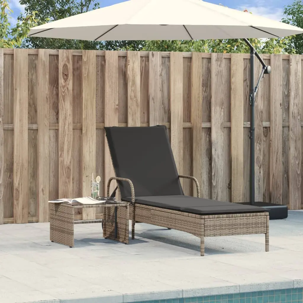 Sun Lounger with Wheels and Adjustable Backrest