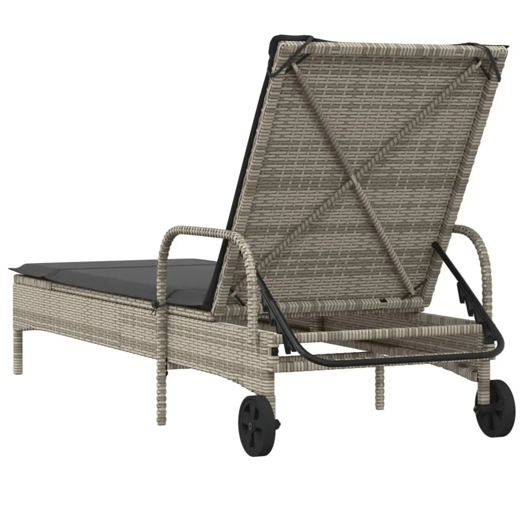 Sun Lounger with Wheels and Adjustable Backrest