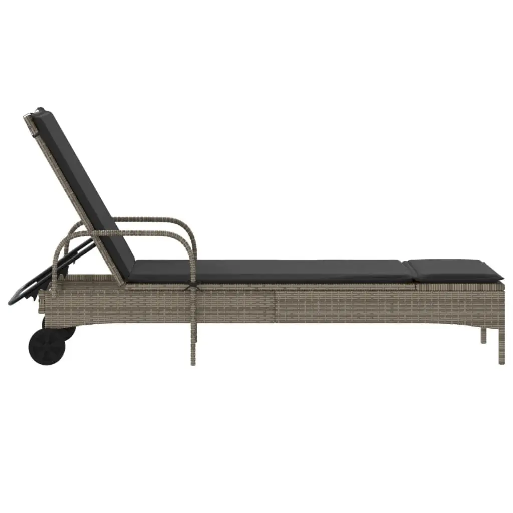 Sun Lounger with Wheels and Adjustable Backrest