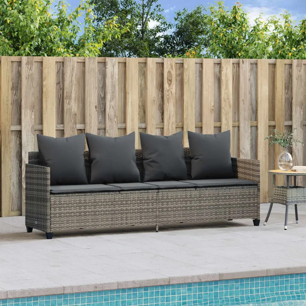 Adjustable Sun Lounger with Grey Cushions