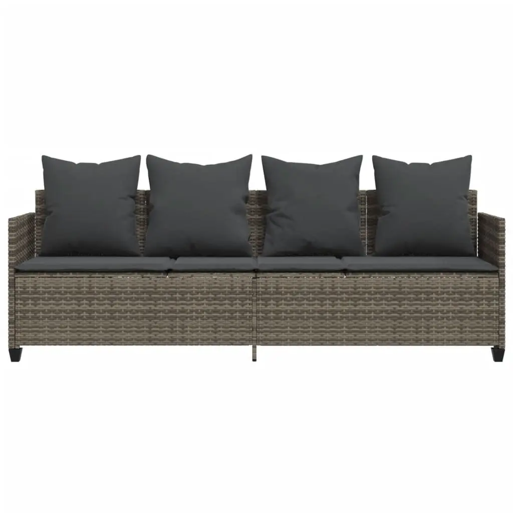 Adjustable Sun Lounger with Grey Cushions