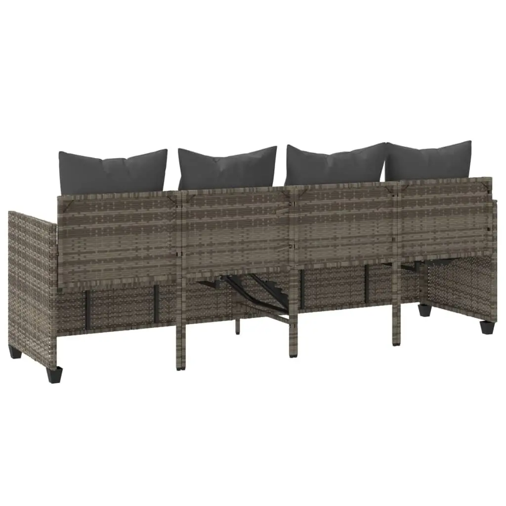 Adjustable Sun Lounger with Grey Cushions