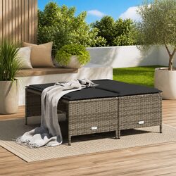 Durable Garden Stools with Cushions 4 pcs Grey Set
