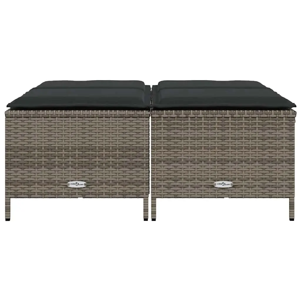 Garden Stools with Cushions 4 pcs Grey Set