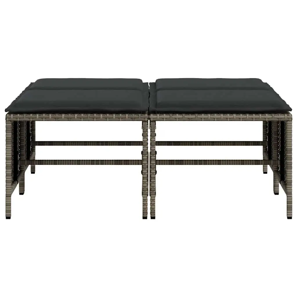 Garden Stools with Cushions 4 pcs Grey Set