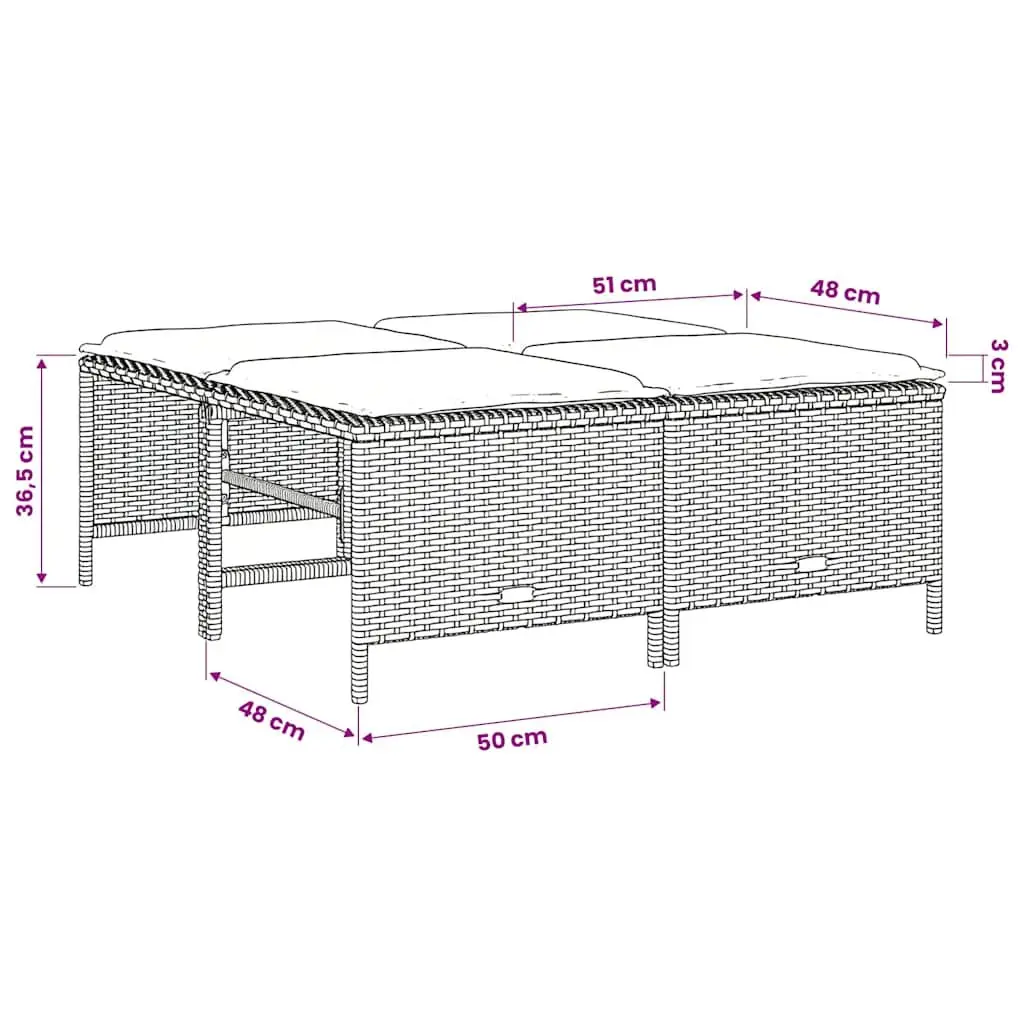 Garden Stools with Cushions 4 pcs Grey Set