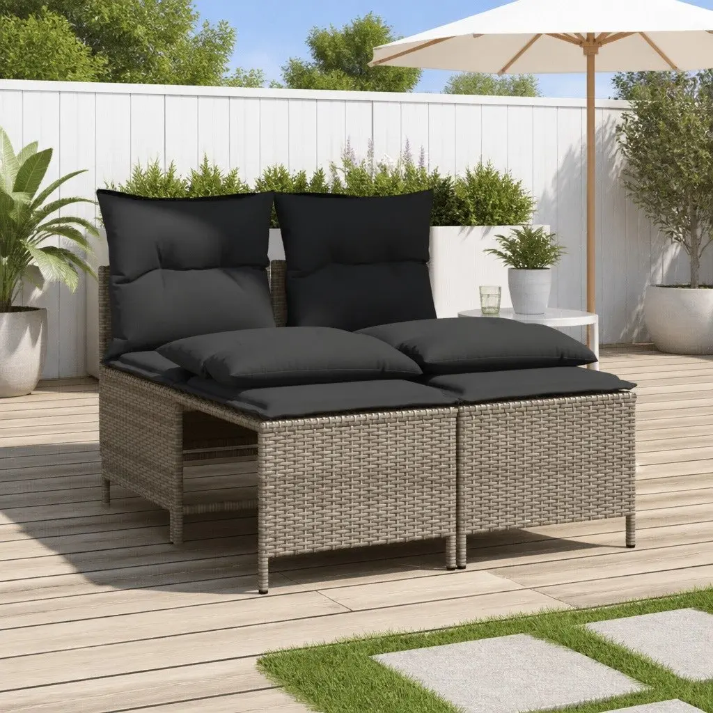 4 Piece Outdoor Sofa Set Poly Rattan Grey Patio Furniture