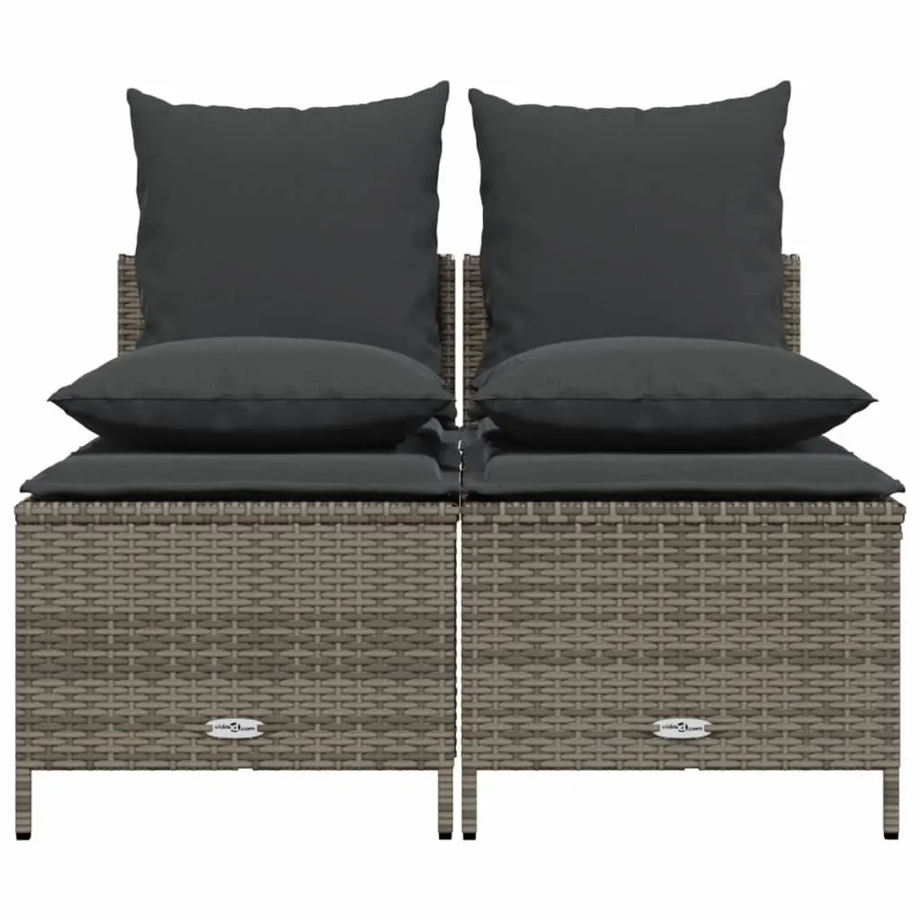 4 Piece Garden Sofa Set PE Rattan Grey with Cushions