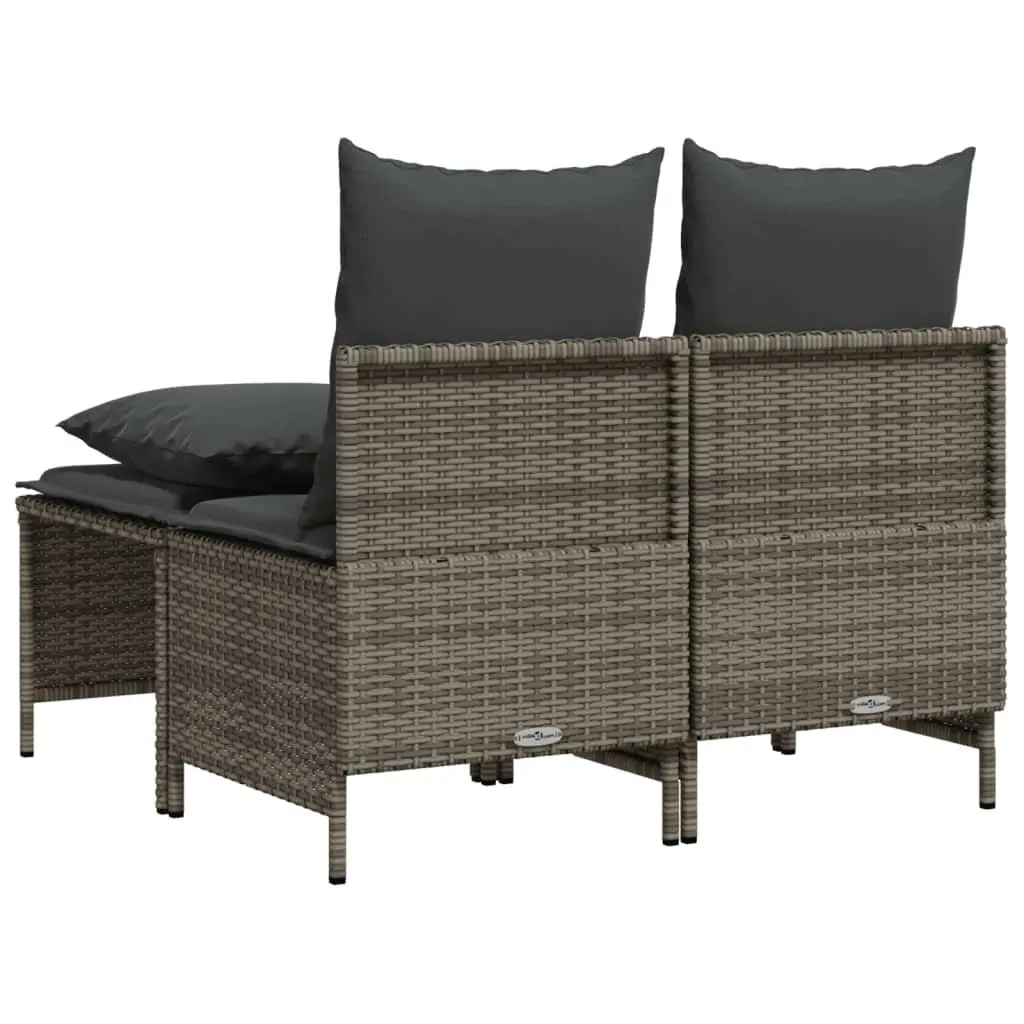 4 Piece Garden Sofa Set PE Rattan Grey with Cushions