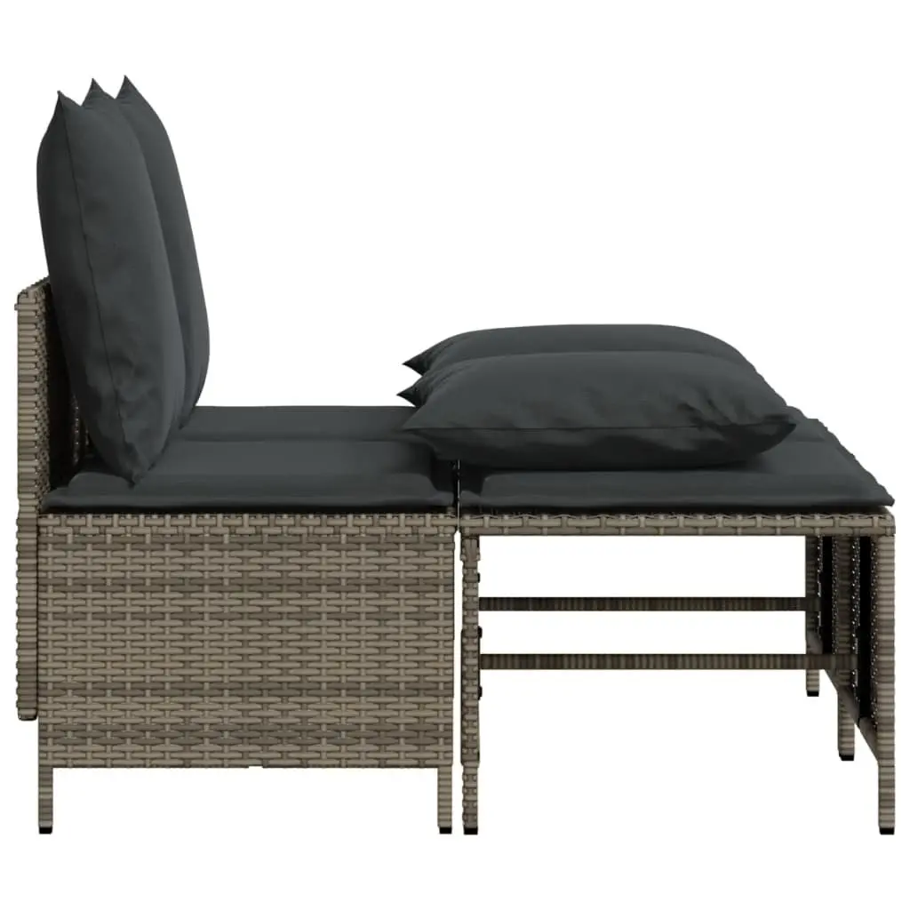 4 Piece Garden Sofa Set PE Rattan Grey with Cushions