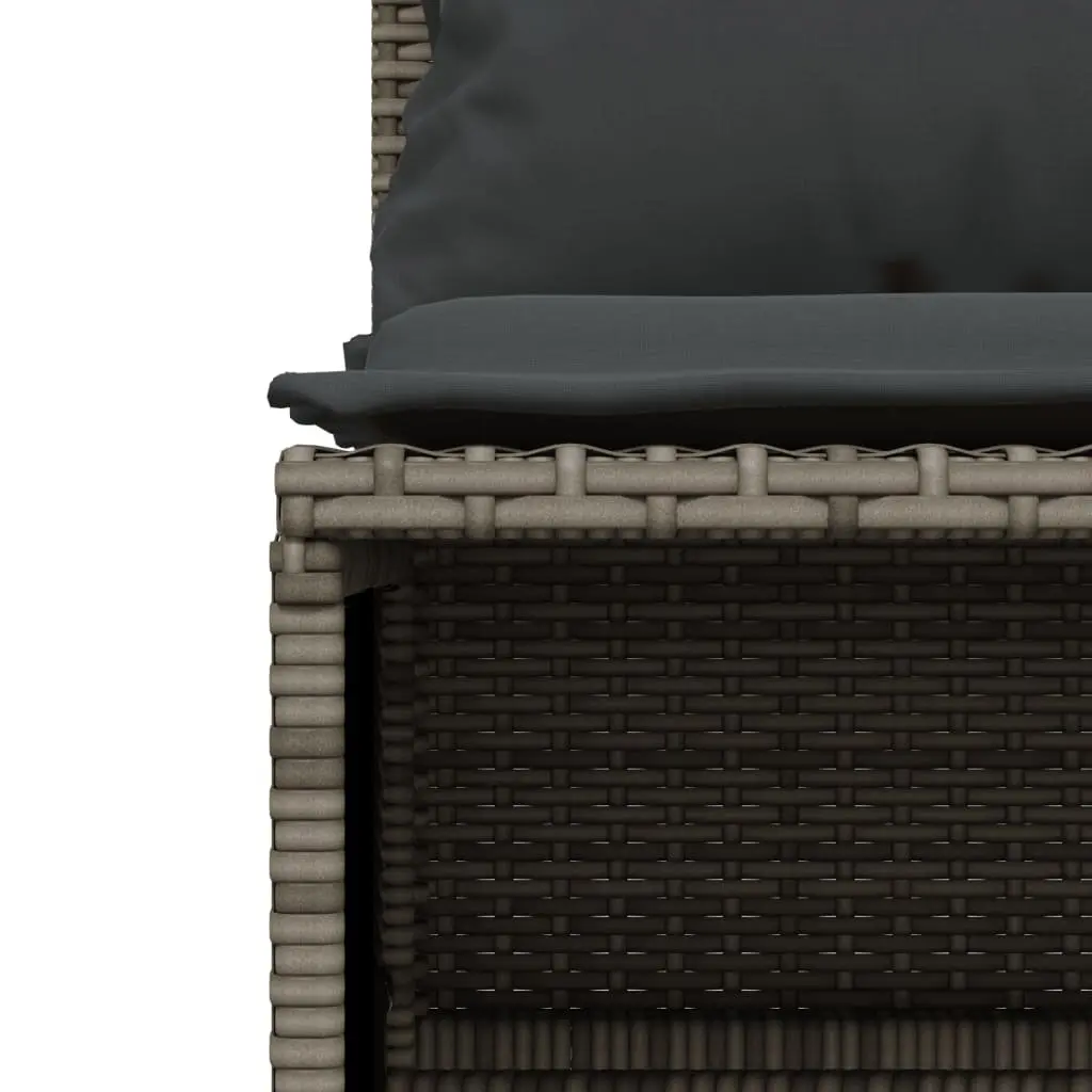 4 Piece Garden Sofa Set PE Rattan Grey with Cushions
