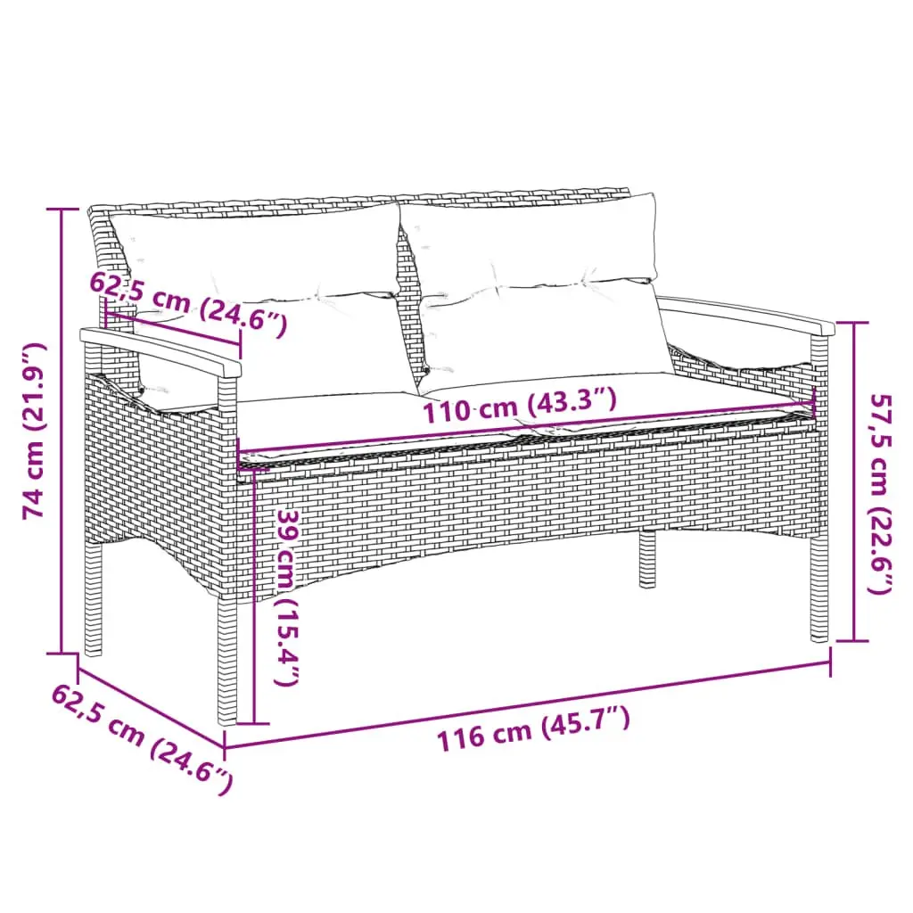 Garden Bench with Cushions for Outdoor Spaces
