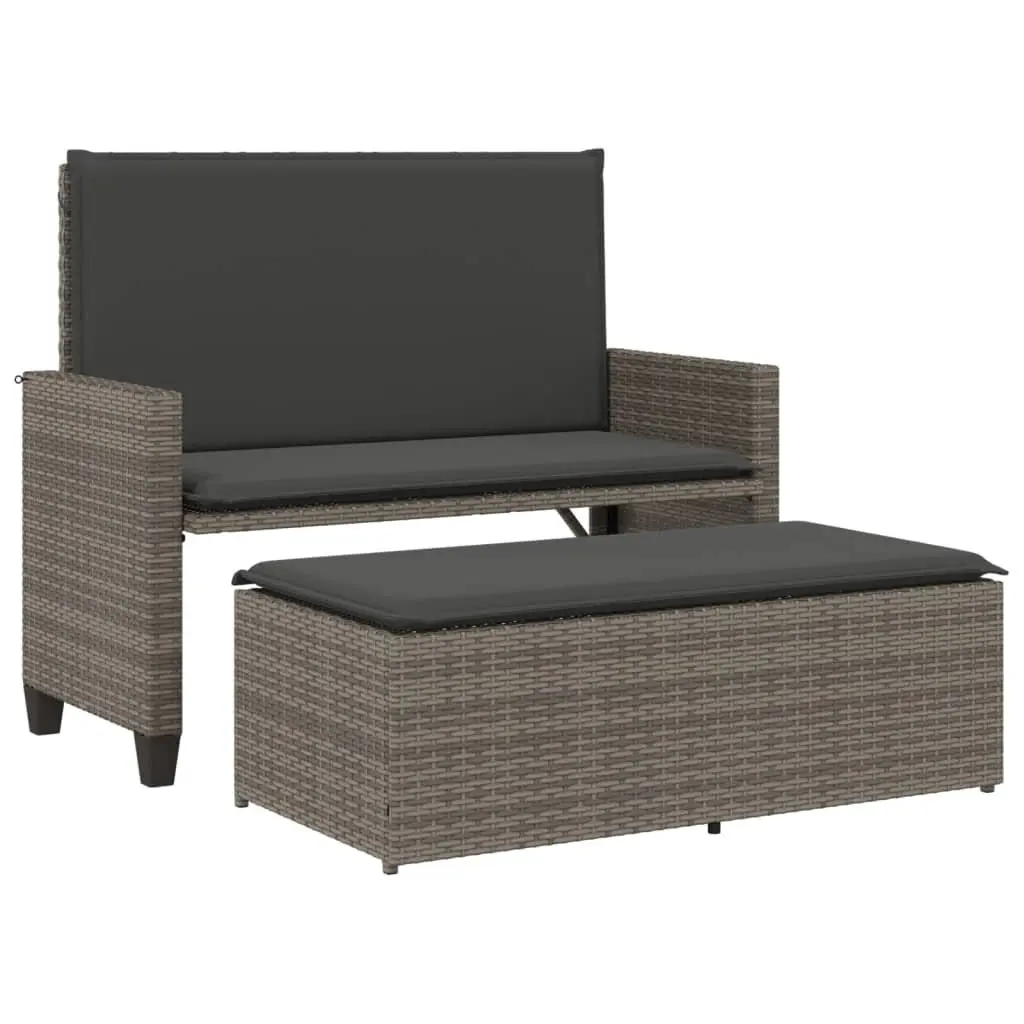 2-in-1 Garden Bench Loveseat Sofa Bed Grey