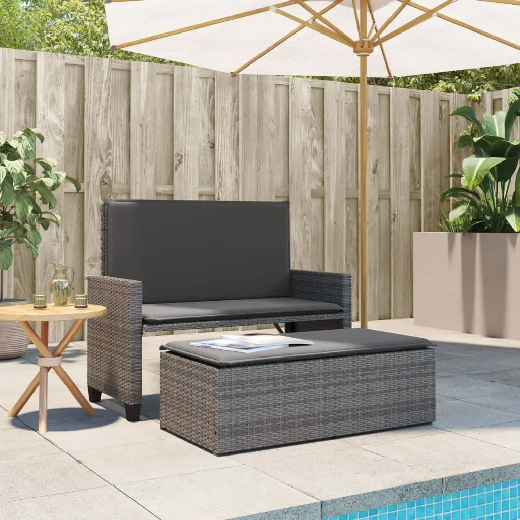 2-in-1 Garden Bench Loveseat Sofa Bed Grey