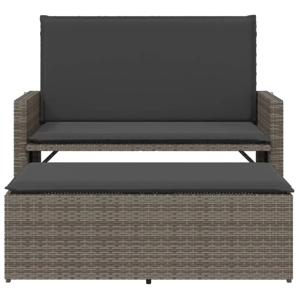 2-in-1 Garden Bench Loveseat Sofa Bed Grey