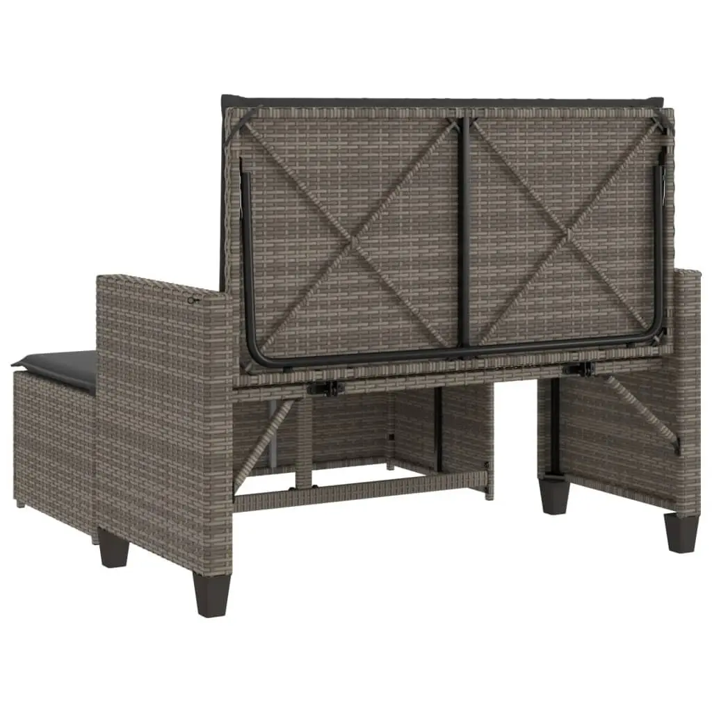 2-in-1 Garden Bench Loveseat Sofa Bed Grey