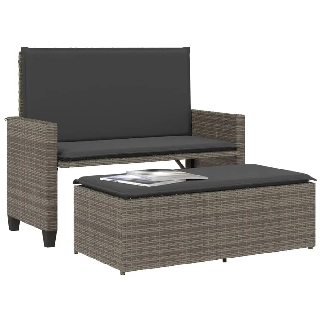 2-in-1 Garden Bench Loveseat Sofa Bed Grey