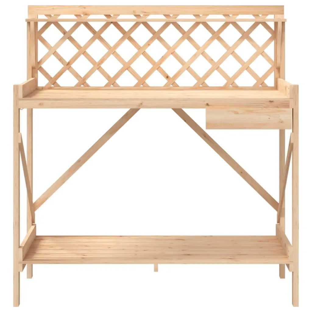 Potting Bench with Trellis and Metal Hooks