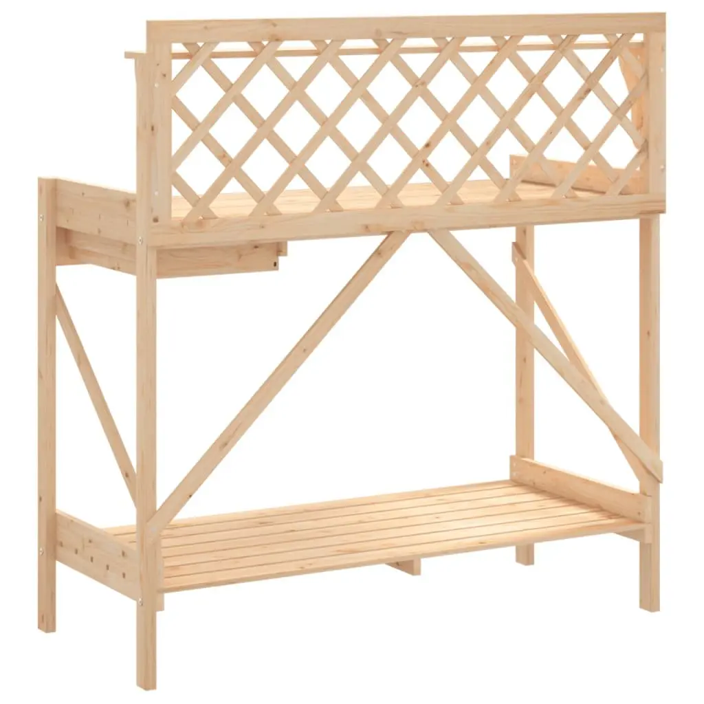 Potting Bench with Trellis and Metal Hooks