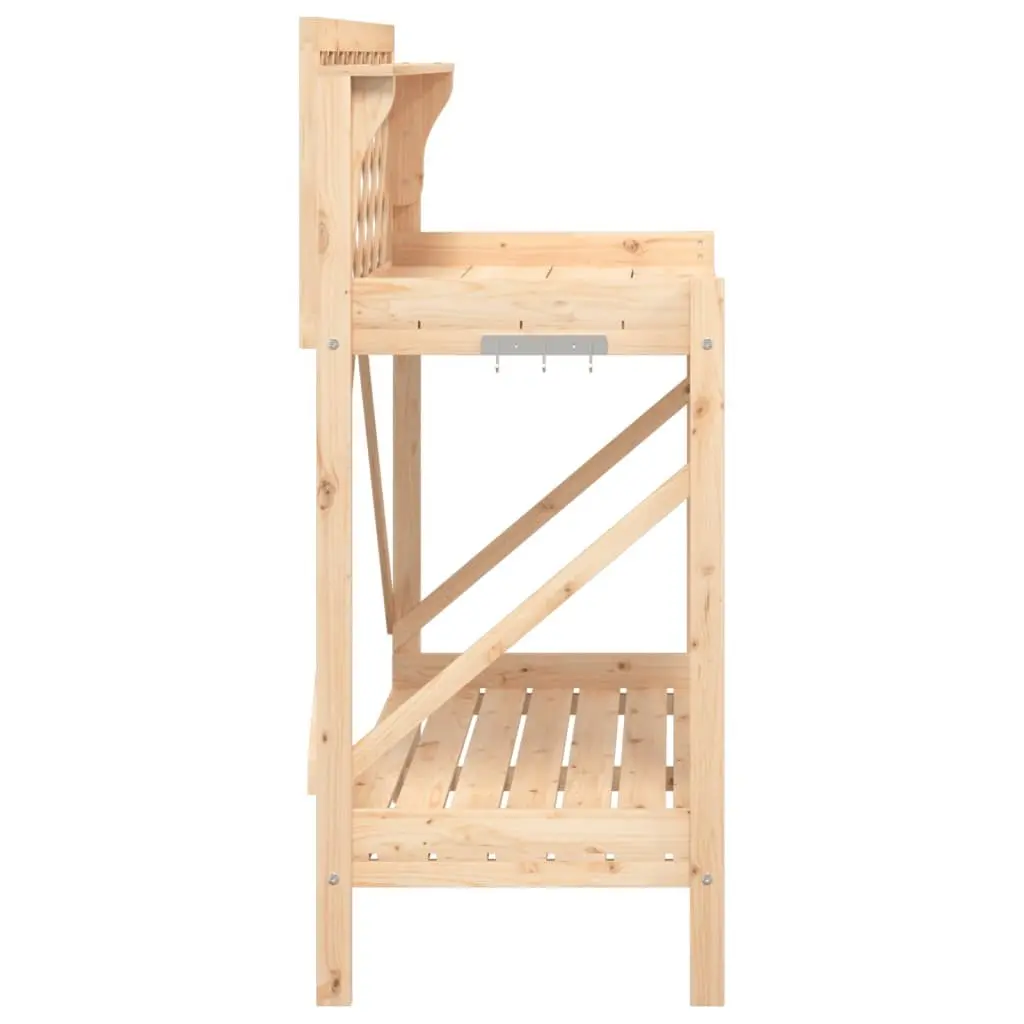 Potting Bench with Trellis and Metal Hooks
