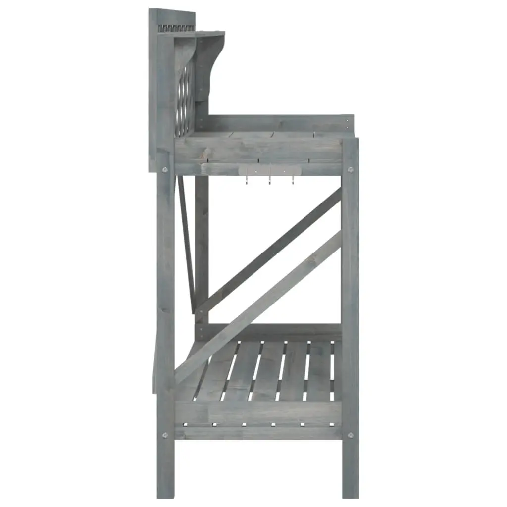 Potting Bench with Trellis Grey Solid Wood Fir Garden Plant Stand Workbench