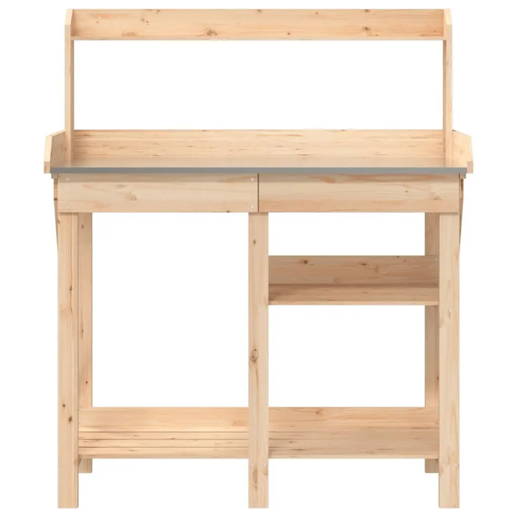 Solid Wood Potting Bench with Shelves and Drawer