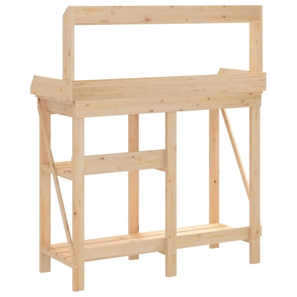 Solid Wood Potting Bench with Shelves and Drawer