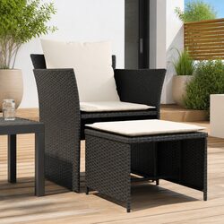 Black Outdoor Recliner Chair with Footstool