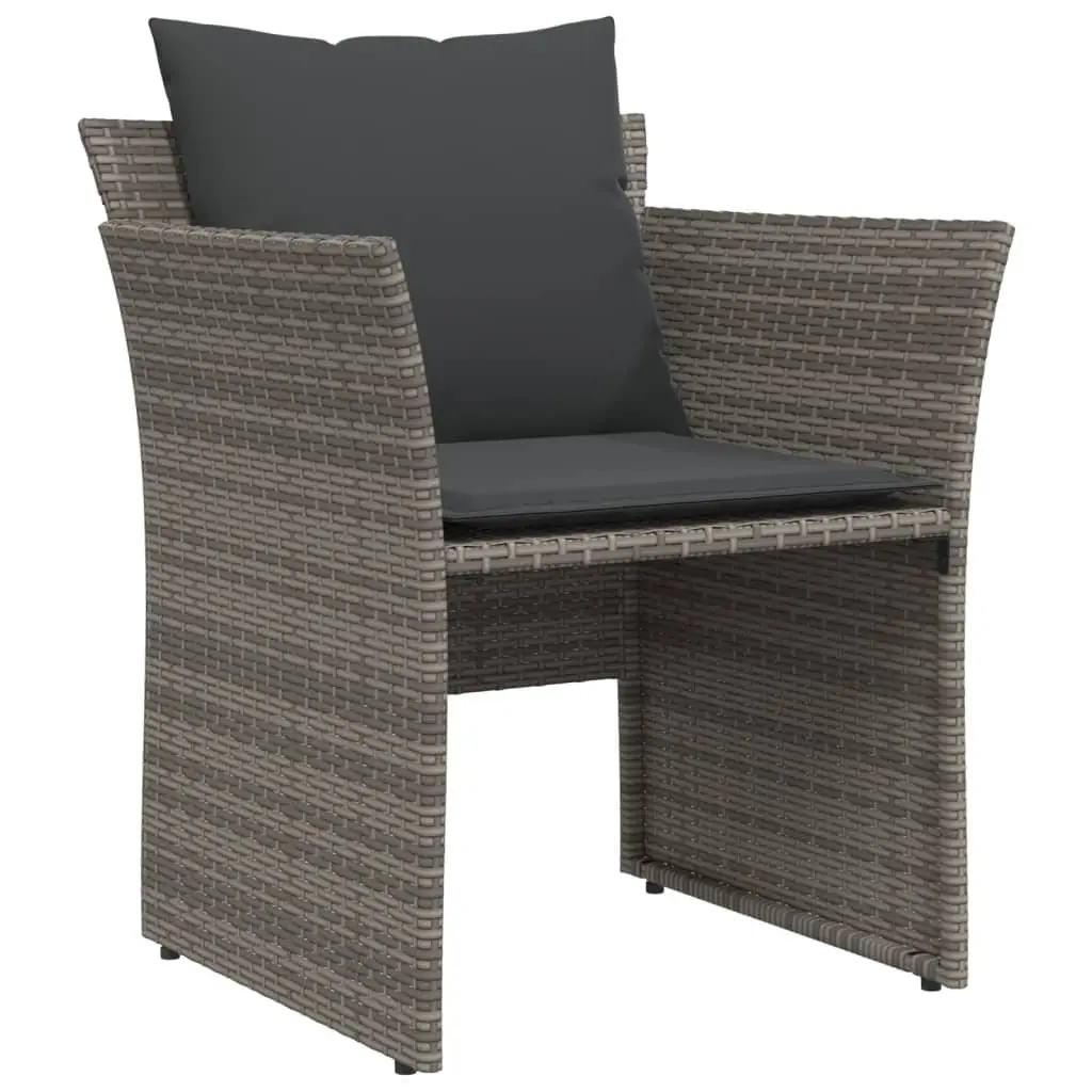 Garden Chair Footstool Grey PE Rattan Outdoor Armchair Patio Seat
