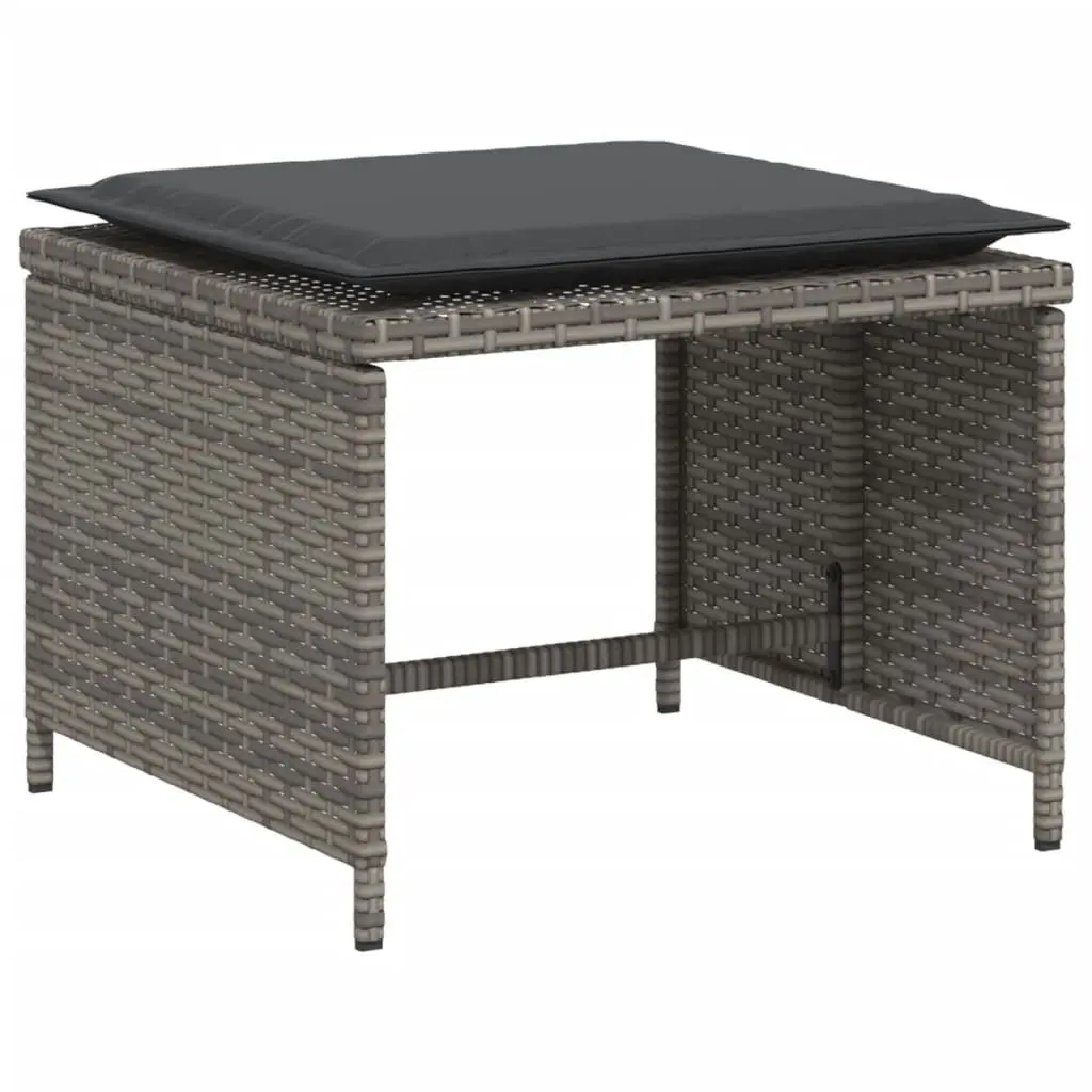 Garden Chair Footstool Grey PE Rattan Outdoor Armchair Patio Seat
