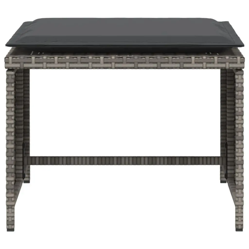 Garden Chair Footstool Grey PE Rattan Outdoor Armchair Patio Seat