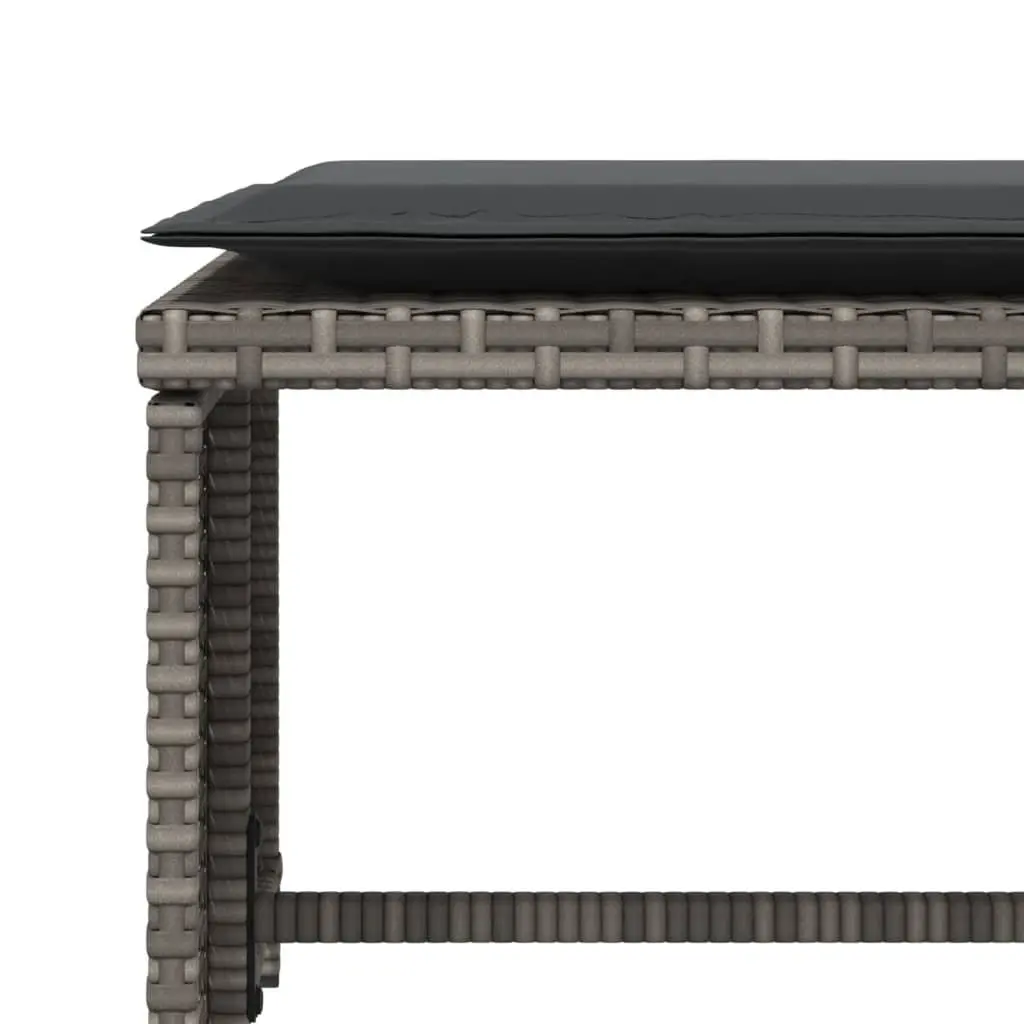 Garden Chair Footstool Grey PE Rattan Outdoor Armchair Patio Seat