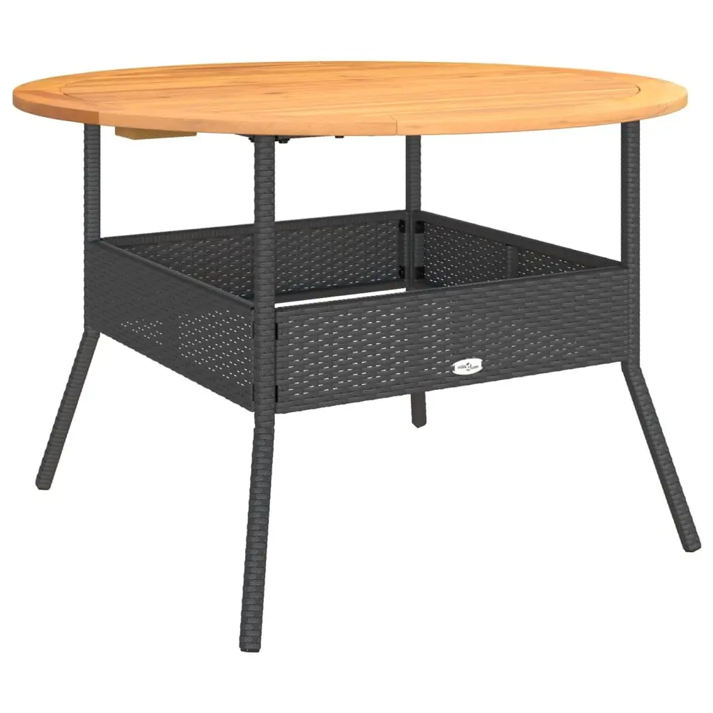 Garden Table PE Rattan Black Round 110 cm Outdoor Furniture
