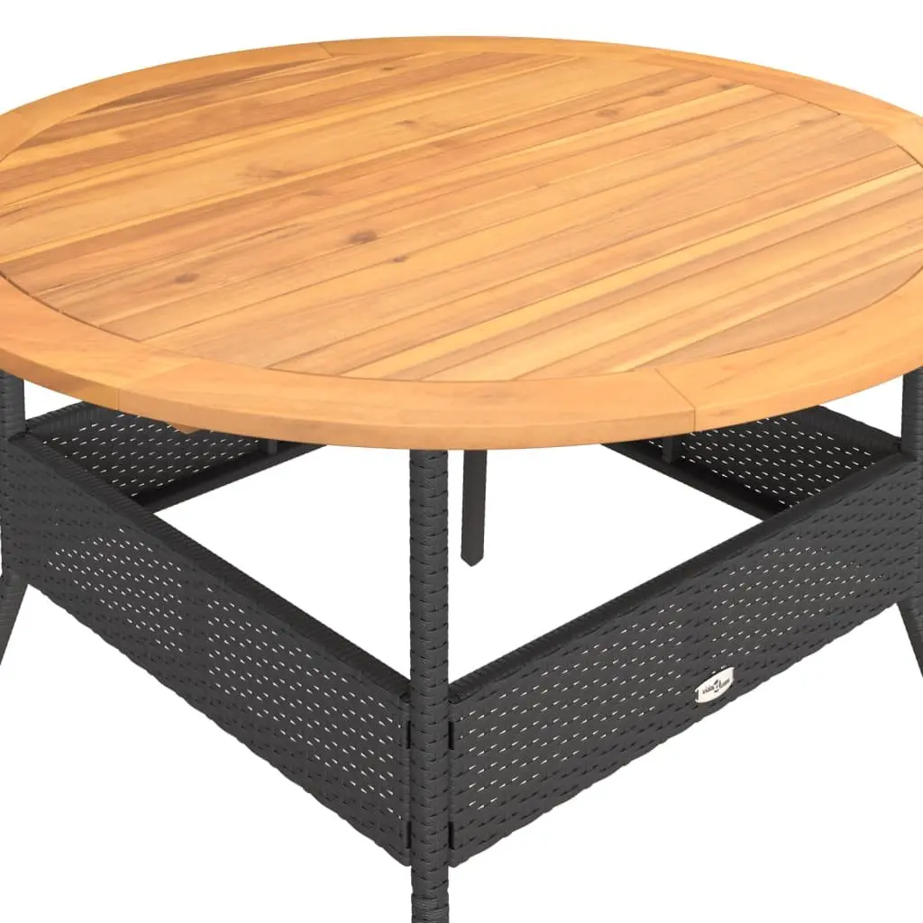 Garden Table PE Rattan Black Round 110 cm Outdoor Furniture