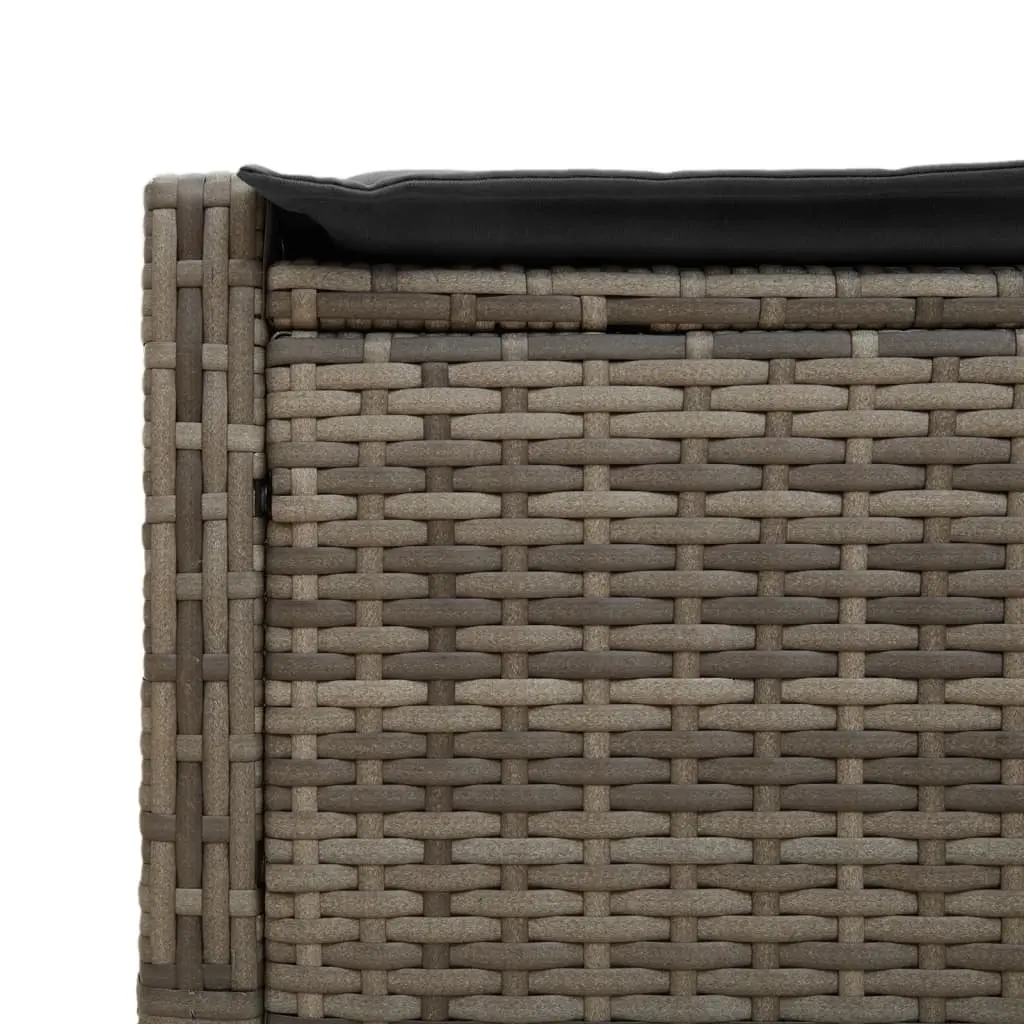 Double Sun Lounger PE Rattan Grey Outdoor Seating Recliner with Padded Cushions
