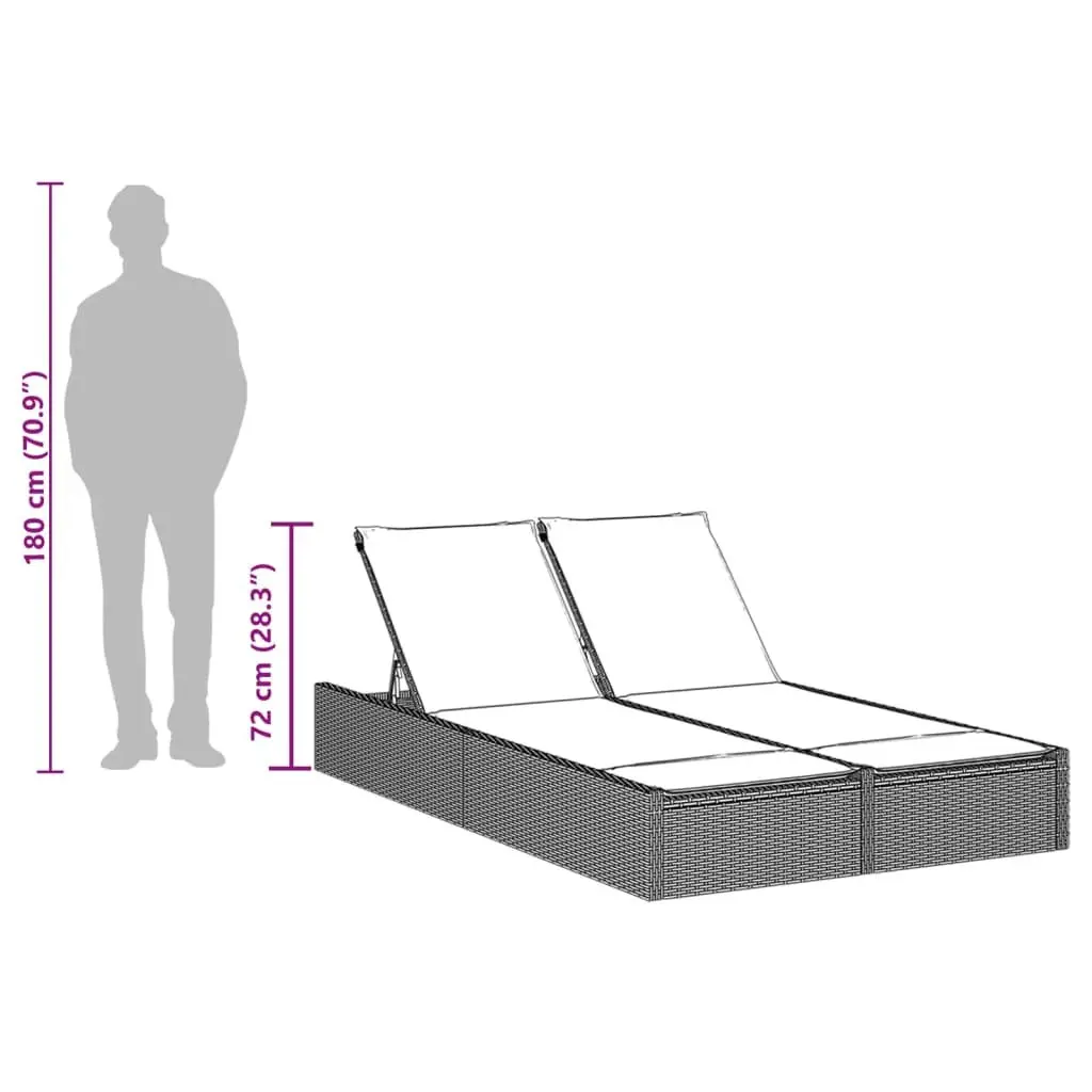 Double Sun Lounger with Adjustable Backrest
