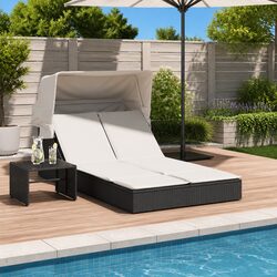 Durable Double Sun Lounger with Adjustable Canopy