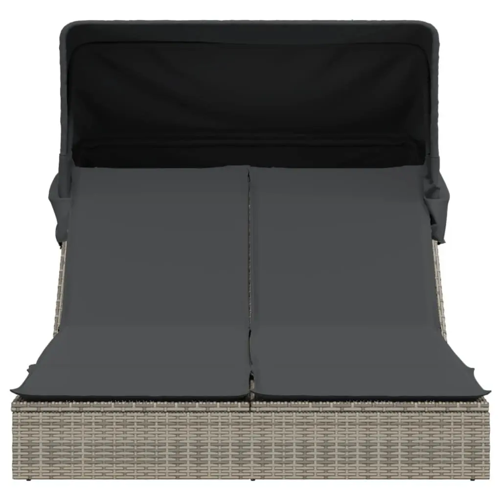 Double Sun Lounger with Adjustable Backrest and Canopy