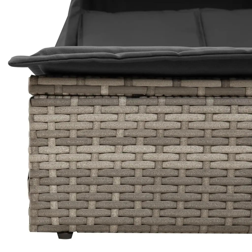 Double Sun Lounger with Adjustable Backrest and Canopy