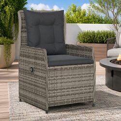 Adjustable Backrest Grey Outdoor Reclining Garden Chairs 2 pcs