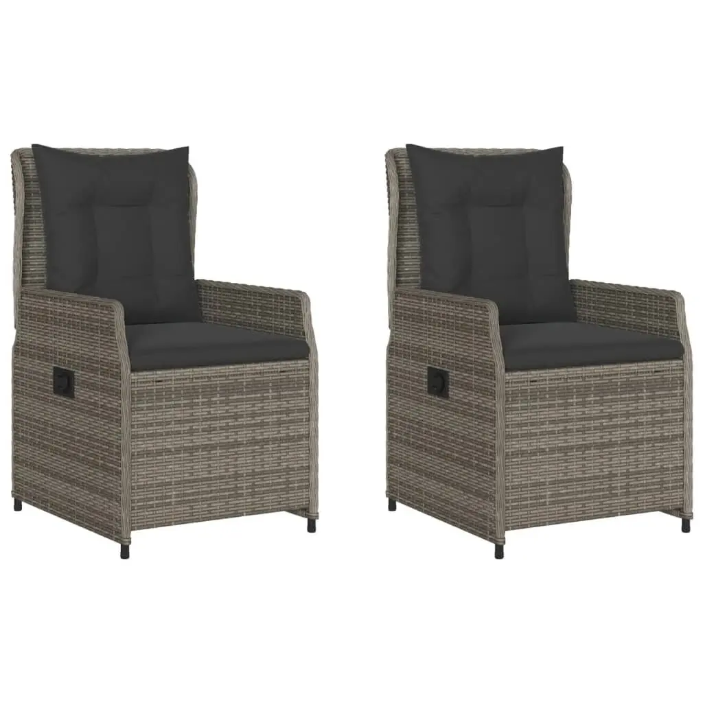 Adjustable Backrest Grey Outdoor Reclining Garden Chairs 2 pcs