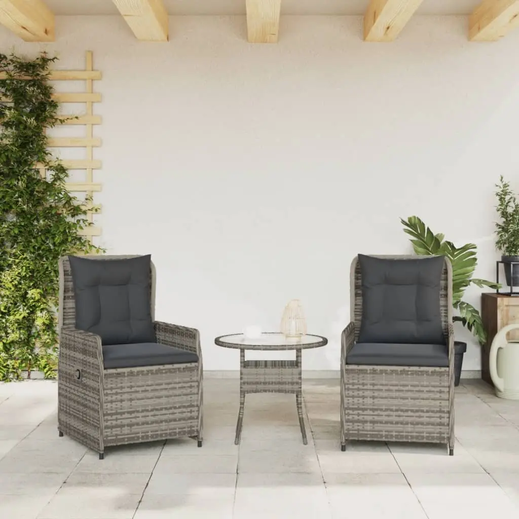 Adjustable Backrest Grey Outdoor Reclining Garden Chairs 2 pcs