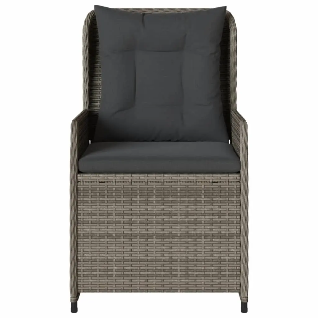 Adjustable Backrest Grey Outdoor Reclining Garden Chairs 2 pcs